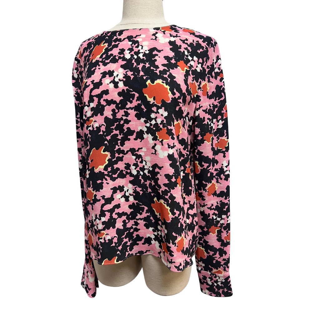 Marni Blouse Womens S Pink Abstract Camo Excellent Long Sleeve Back Zip Top